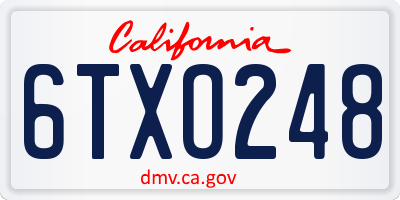 CA license plate 6TXO248