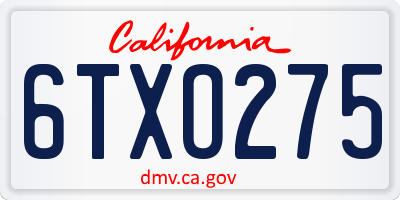 CA license plate 6TXO275