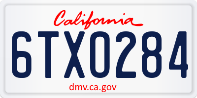 CA license plate 6TXO284