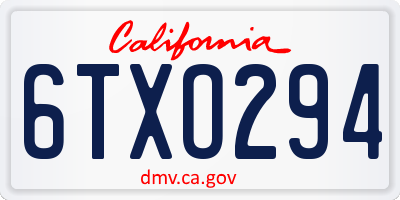 CA license plate 6TXO294