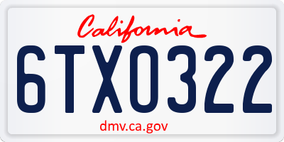 CA license plate 6TXO322