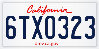 CA license plate 6TXO323