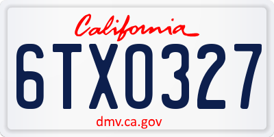 CA license plate 6TXO327