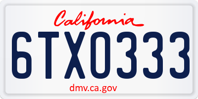 CA license plate 6TXO333