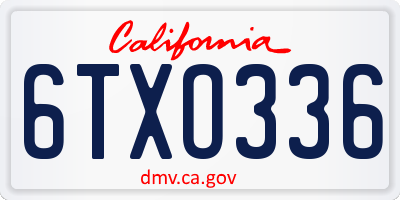 CA license plate 6TXO336