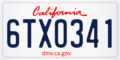 CA license plate 6TXO341