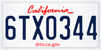 CA license plate 6TXO344