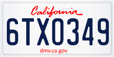 CA license plate 6TXO349