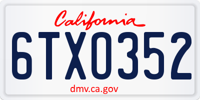 CA license plate 6TXO352