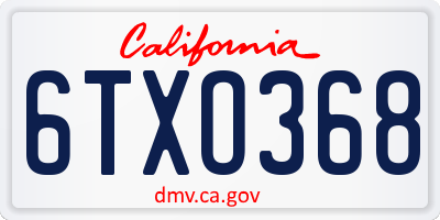 CA license plate 6TXO368