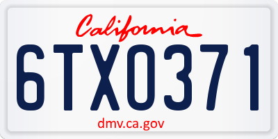 CA license plate 6TXO371