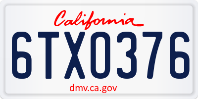 CA license plate 6TXO376