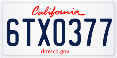 CA license plate 6TXO377