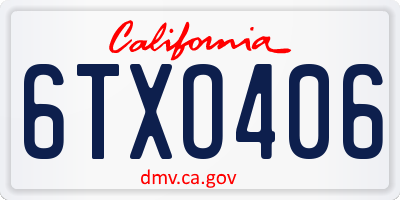 CA license plate 6TXO406