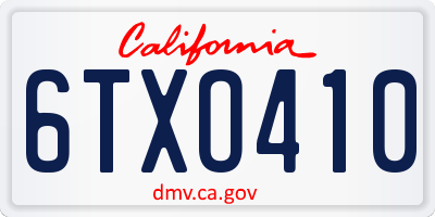 CA license plate 6TXO410