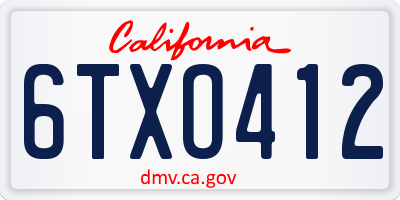 CA license plate 6TXO412