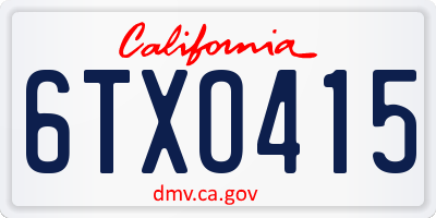 CA license plate 6TXO415