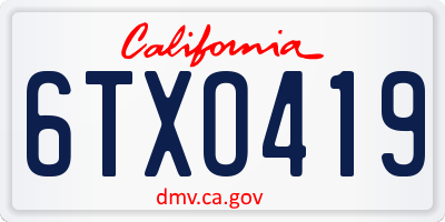 CA license plate 6TXO419