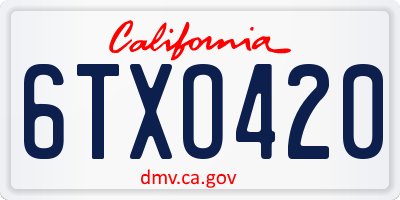 CA license plate 6TXO420