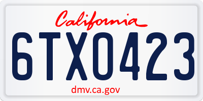 CA license plate 6TXO423