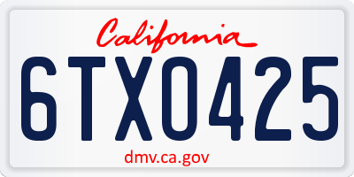 CA license plate 6TXO425