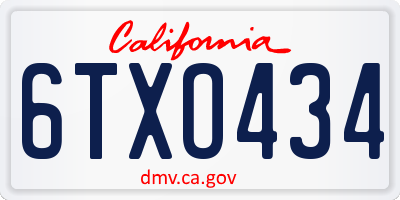 CA license plate 6TXO434
