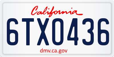 CA license plate 6TXO436