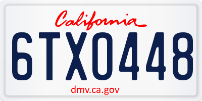 CA license plate 6TXO448