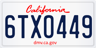 CA license plate 6TXO449