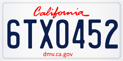 CA license plate 6TXO452