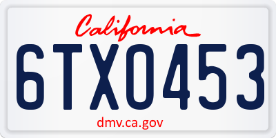 CA license plate 6TXO453