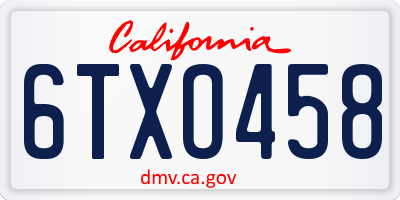 CA license plate 6TXO458