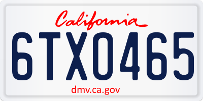 CA license plate 6TXO465