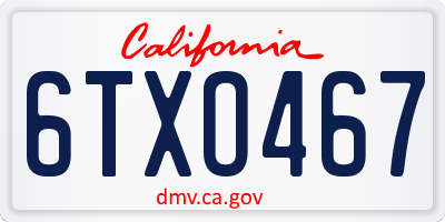 CA license plate 6TXO467