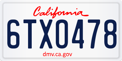 CA license plate 6TXO478