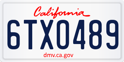 CA license plate 6TXO489