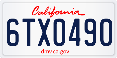 CA license plate 6TXO490