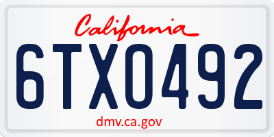 CA license plate 6TXO492