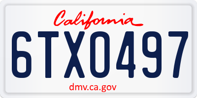 CA license plate 6TXO497