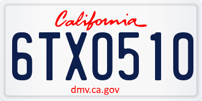 CA license plate 6TXO510