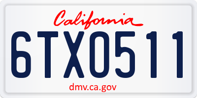 CA license plate 6TXO511