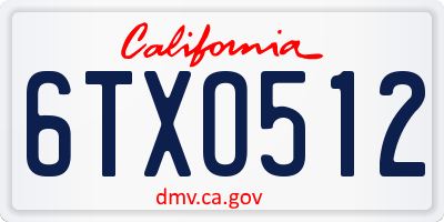CA license plate 6TXO512