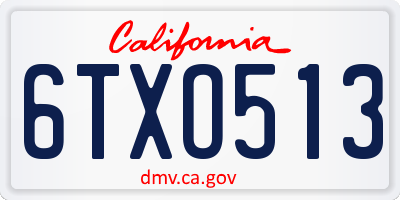 CA license plate 6TXO513