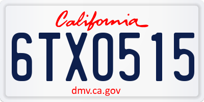 CA license plate 6TXO515
