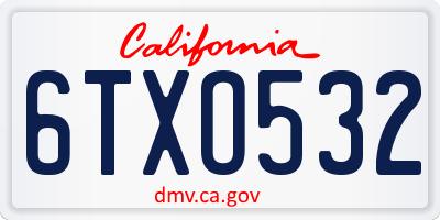 CA license plate 6TXO532