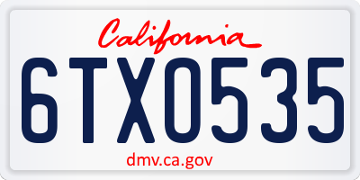 CA license plate 6TXO535