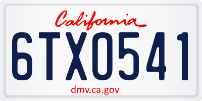 CA license plate 6TXO541