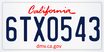 CA license plate 6TXO543