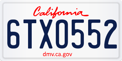 CA license plate 6TXO552
