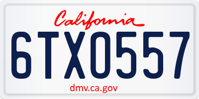 CA license plate 6TXO557